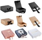 Customized Logo Folding  Gift Box With Ribbon Closure Degradable Card Paper Material
